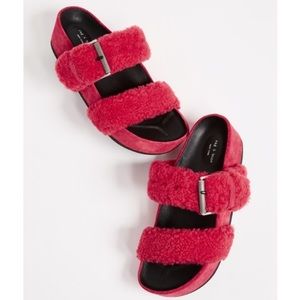 Rag & Bone Coral Shearing Chunky Platform Evin Slip On Woman’s Buckle Sandals 11